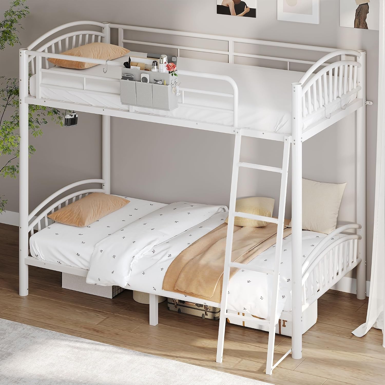 metal-bunk-bed-twin-over-twin-heavy-duty-industrial-bunkbeds-for-adult-teen-with-bedside-caddy-eva-anti-slip-convertible-ladder-flat-rungs-space-saving-bunkbeds-frame-for-bedroom-dormwhite
