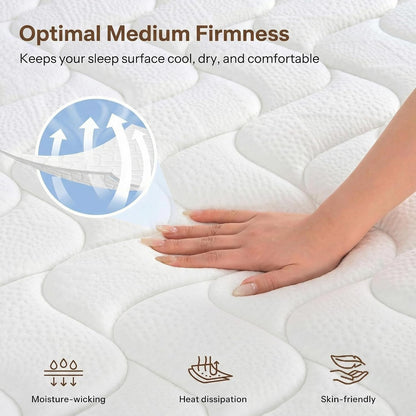 Serene 12 Inch Queen Hybrid Mattress, Premium Cooling Gel Memory Foam & Pocketed Coils for Spine Alignment & Pressure Relief, Medium Firm Feel, Fiberglass-Free, Certipur-Us Certified, Made in USA7