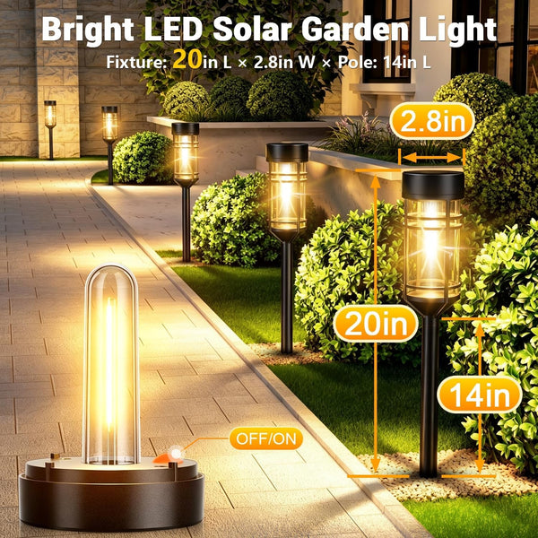 Amzarp 8 Pack Solar Garden Lights, Outdoor Bright LED Solar Pathway Lights3