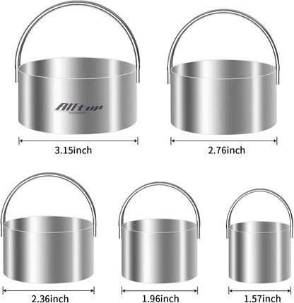 round Biscuit Cutters with Handle, Stainless Steel Baking Essential Tool for Effortless Circle Cookie Shaping,Pastry,Cake Decoration Creation–Precise Cut for Dumpling,Scone, Donut-5 Pcs3