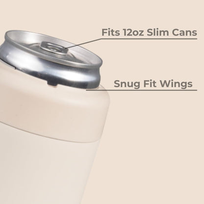 Slim Can Cooler 12 Oz, Stainless Steel Can Holder, Cream3