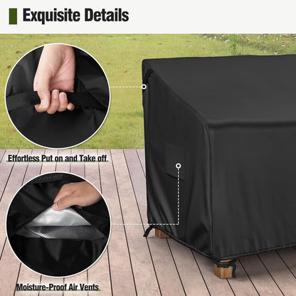 3-Seater Outdoor Couch Cover Waterproof, 80 Inch Patio Furniture Cover for Sofa, Heavy Duty Polyester & Double-Stitched Seams, Classic Black5