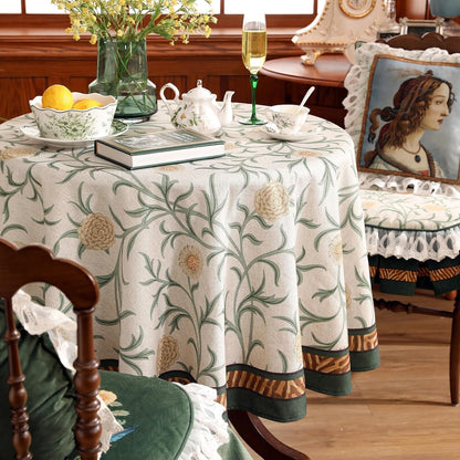 Vintage French Linen Tablecloth,Round,Diameter 55"-Botticelli8