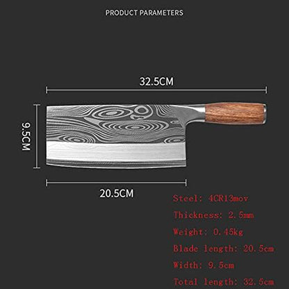 Cleaver Knife,Meat Cleaver Germany Stainless Steel Kitchen Knife Chef Slicing Meat Cleaver 4Cr13Mov Laser Damascus Pattern Knives Cooking Tools (Color : Slicing Knife)6