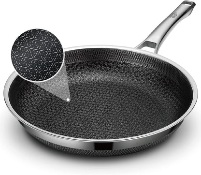 Frying Pan, 10 Inch Hybrid Non Stick Stainless Steel Skillets, Dishwasher Induction Oven Broiler Safe, Non Toxic Chef'S Pan, PFOA Free Cookware1