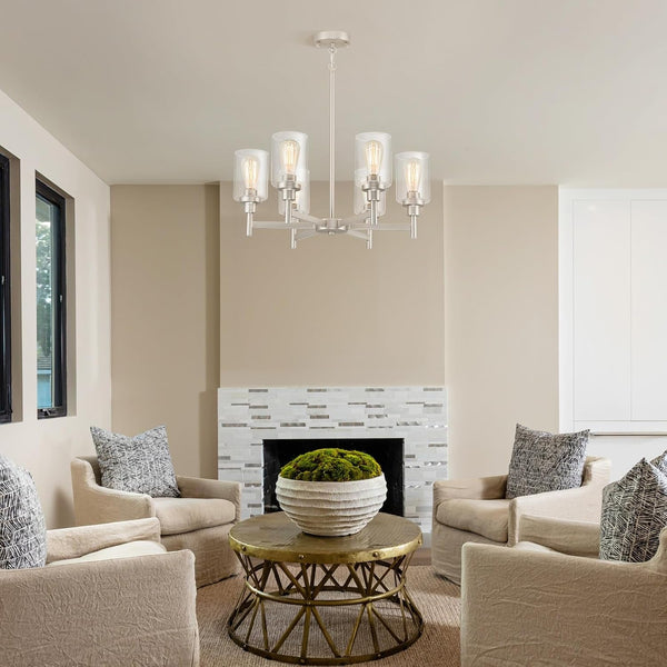 6-Light Brushed Nickel Chandeliers for Dining Room Light Fixture4