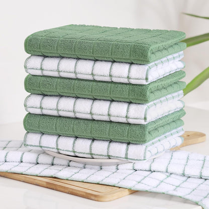 Large Premium Cotton Kitchen Towels 16"X 28", 6 Pack, Grass Green8