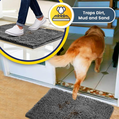 ® | Super Water Absorbent Door Mat Indoor, Microfiber Quick Dry Chenille Entryway Rug, Slip Resistant Front Door Mat, Indoor Mats for Entryway, Machine Washable Pet Rug, Grey 24"X36"6