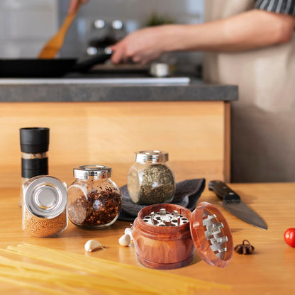 Manual Kitchen Spice Grinder, Aluminum Seasoning Grinder for Pepper, Chili, Rosemary & Dried Culinary Spices, Durable Metal Construction, Compact Kitchen Tool(Reddish Brown)6