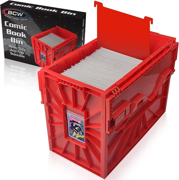 Short Comic Book Bin, Holds 150 Comics Each, Red, 1 Pack1