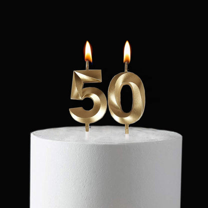 50Th Birthday Candles,Gold Number 50 Cake Topper for Birthday Decorations Party Decoration4