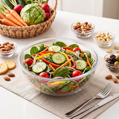 7 Qt Large Glass Mixing Bowl, Thickened Clear Salad Bowls6
