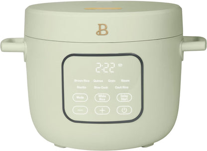 LUGBAR Beautiful 14-Cup Cooked, 6-Cups Uncooked Electric Rice and Grain Cooker, Evergood Non-Toxic Ceramic Nonstick Coating Drew Barrymore (Sage Green)1