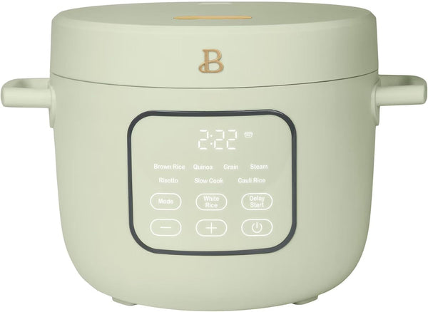 LUGBAR Beautiful 14-Cup Cooked, 6-Cups Uncooked Electric Rice and Grain Cooker, Evergood Non-Toxic Ceramic Nonstick Coating Drew Barrymore (Sage Green)1