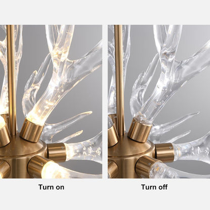 Resin Antler Chandelier, 9-Light Deer Horn Pendant Light Fixture for Living Room Bedroom Dining Room Kitchen (Gold)5