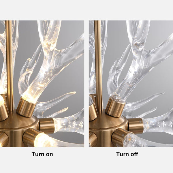 Resin Antler Chandelier, 9-Light Deer Horn Pendant Light Fixture for Living Room Bedroom Dining Room Kitchen (Gold)5