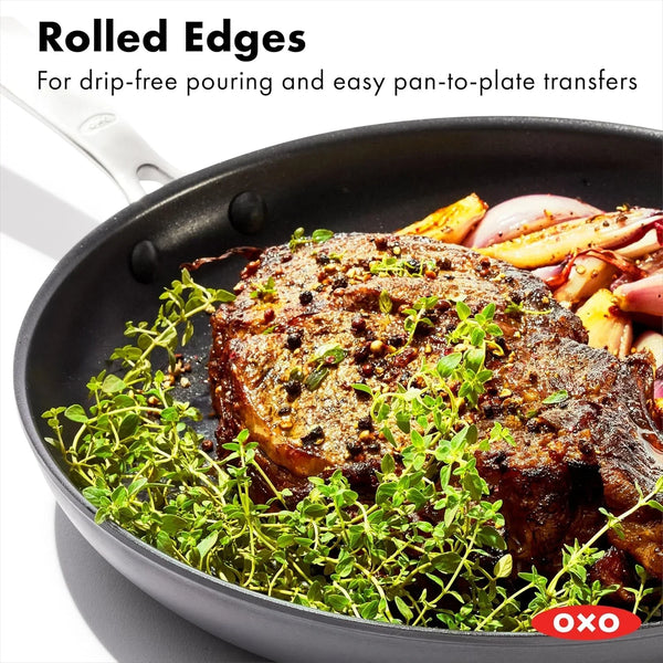 OXO Enhanced 12" Frying Pan Skillet, Pfas-Free Ceramic Nonstick, Durable Hard Anodized Cookware, Scratch Resistant, Stainless Steel Handle, Good Grips, Dishwasher & Oven Safe, Black5
