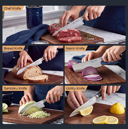 5 PCS Kitchen Knife Set,Ultra Sharp Chef Knife Set, Full Tang Handle | High Carbon Steel Knives Set for Kitchen, Ergonomic G10 Handles,Dishwasher Safe6