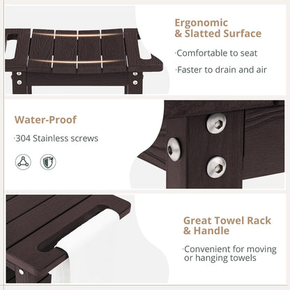 Shower Bench Stool, HDPS Shower Benches for inside Shower with Shelf, Waterproof Shower Chair Foot Stool for Spa Bathroom, Weather Resistant/Non-Slip/Handles/Indoor or Outdoor Use, Espresso4