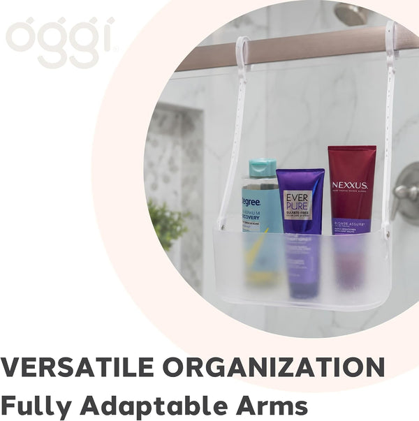 Oggi Adjustable Hanging Shower Caddy, Portable Bathroom Caddy with Adjustable Hooks, Shower Organizer Basket for over Shower Head, Door, Towel Rail & Bathroom Storage6