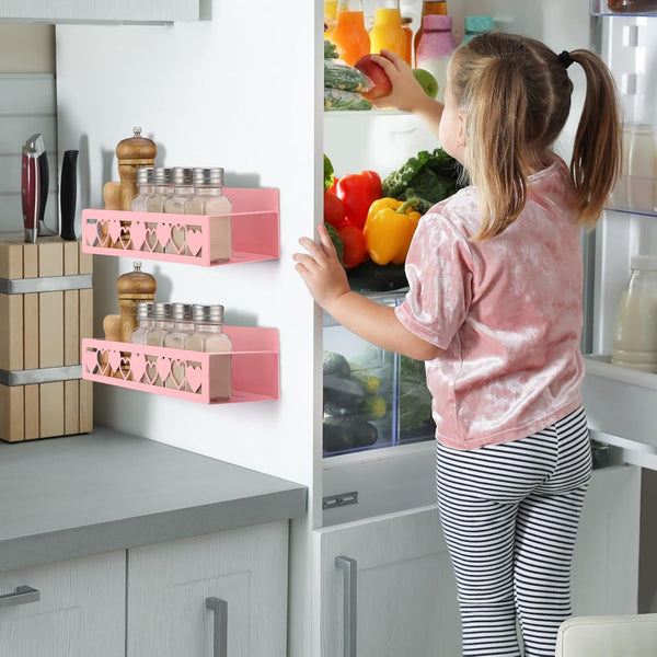 2 Pcs Magnetic Spice Rack for Refrigerator, Pink Heart2