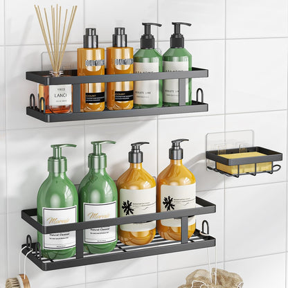 Adhesive Shower Caddy, Black, 3 Pack1