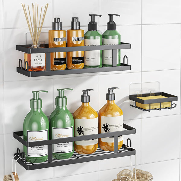 Adhesive Shower Caddy, Black, 3 Pack1