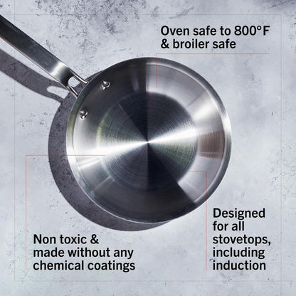 Eater Series 12 Inch Frying Pan with Lid | Made in USA | 5-Ply Fully Clad Stainless Steel | Stay Cool Handle Design | Induction Ready & Non-Toxic7