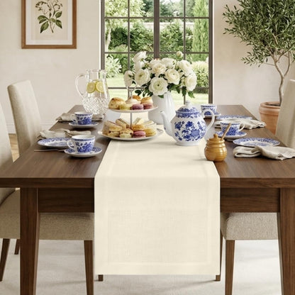 Classic Linen™ by D'Moksha, Ivory Table Runner 72 Inches Long, 100% Pure Linen, 14 X 72 Inch Table Runner for Dresser, Dining- Fall, Weddings, Outdoor Hosting1