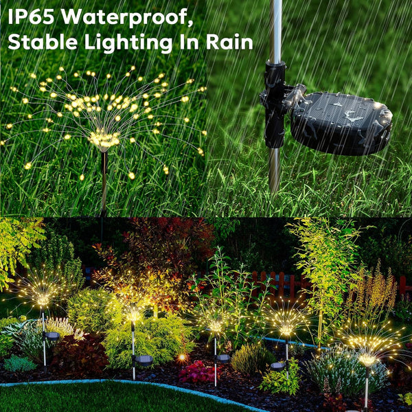 Solar Fireworks Lights Outdoor Waterproof Garden Fairy Light outside Solar Sparkles Landscape Lights 120 LED Decorative Outdoor for Backyard Patio Pathway Lawn Party Walkway Decor, 4 Pack5