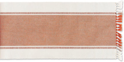 Dobby Stripe Table Runner, 13X72 Burnt Orange & Cream Background2