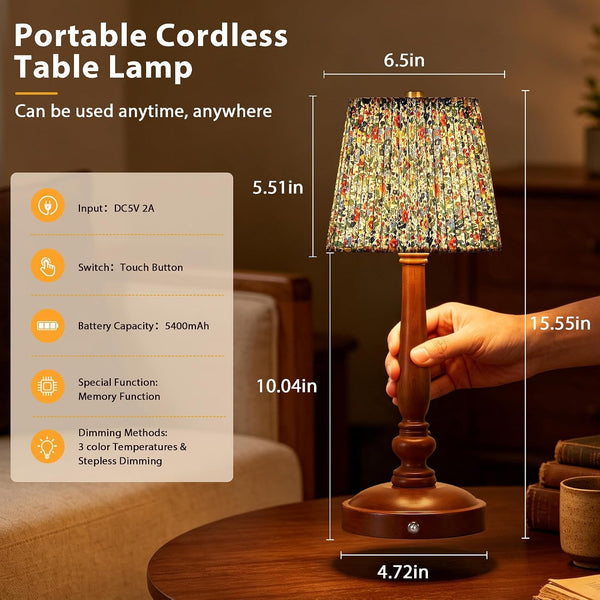 15.5'' Wireless Table Lamp, 5400Mah Rechargeable Small Bedside Touch Lamp2