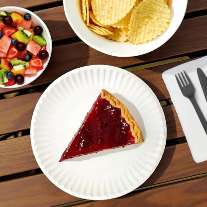 9" Uncoated White Paper Plates, Microwave Safe, Commercially Compostable, 1200 Count (Pack of 12)4