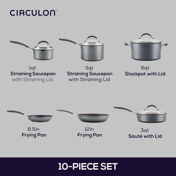 A1 Series with Scratchdefense Technology Nonstick Induction Cookware/Pots and Pans Set, 10 Piece - Graphite2