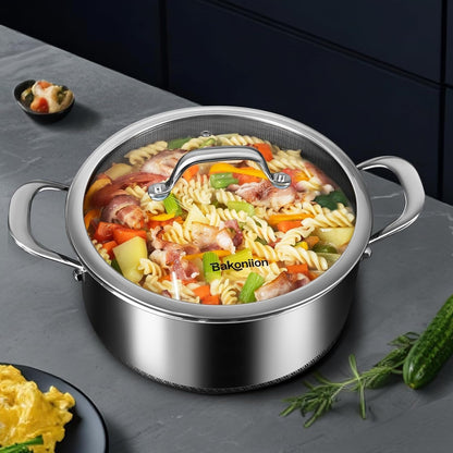 Pots and Pans Set,12 Inch Hybrid Nonstick Frying Pan & 5QT Stockpot,3 PCS Silicone Kitchen Utensils Set3