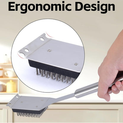2 Pack Grill Brush and Scraper, 16.5” & 14” Wire BBQ Grill Brush for Outdoor Grill, 304 Stainless Steel Cleaning Brush BBQ Grill Accessories, Safe Grill Cleaner Brush-Ideal Gift for Men/Dad BBQ Brush3