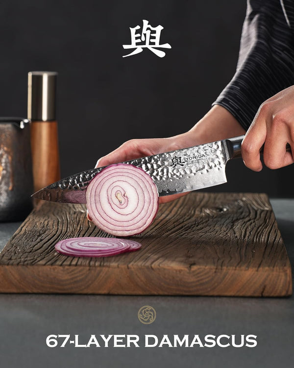 Japanese Chef Knife, 67-Layer Damascus Steel 8 Inch Kitchen Knife with AUS-10 Core, Professional Hand Forged Gyuto Knife with Gift Box, Ergonomic Handle, Ideal Valentine'S Day Gifts for Men Women5