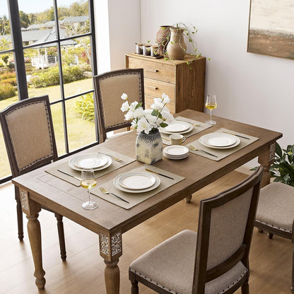 Cloth Placemats Set of 4, Heat Resistant Double Layered Thickened Place Mats, Washable Faux Linen Farmhouse Table Mats for Kitchen/Dining/Party/Outdoor, Beige7