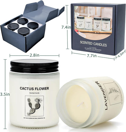Scented Candles for Home,4 Pack Soy Candle Gift Set with 4 Fragrance Scents,Aromatherapy Lavender Floral & Wood Candles for Relaxation,Long Lasting Spa Candles for Bedroom Bathroom Gifts for Women8