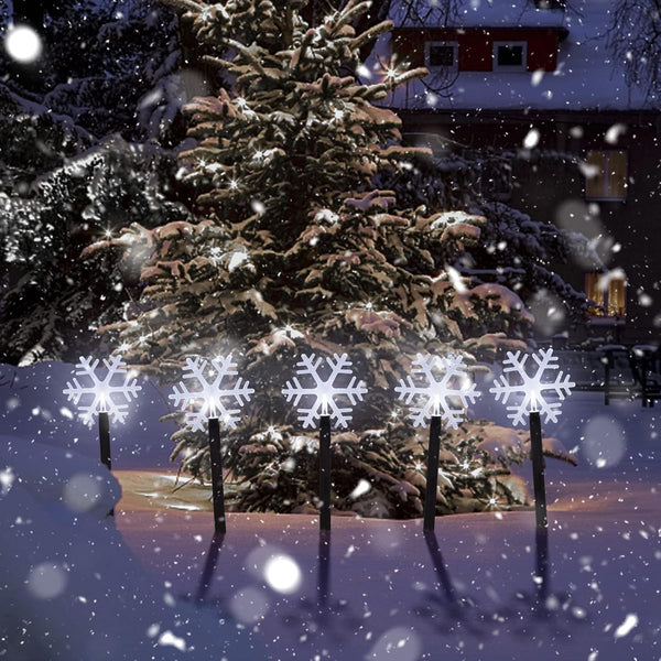 Snowflake Solar Christmas Lights Outdoor, 10 Pack Yard Stakes3