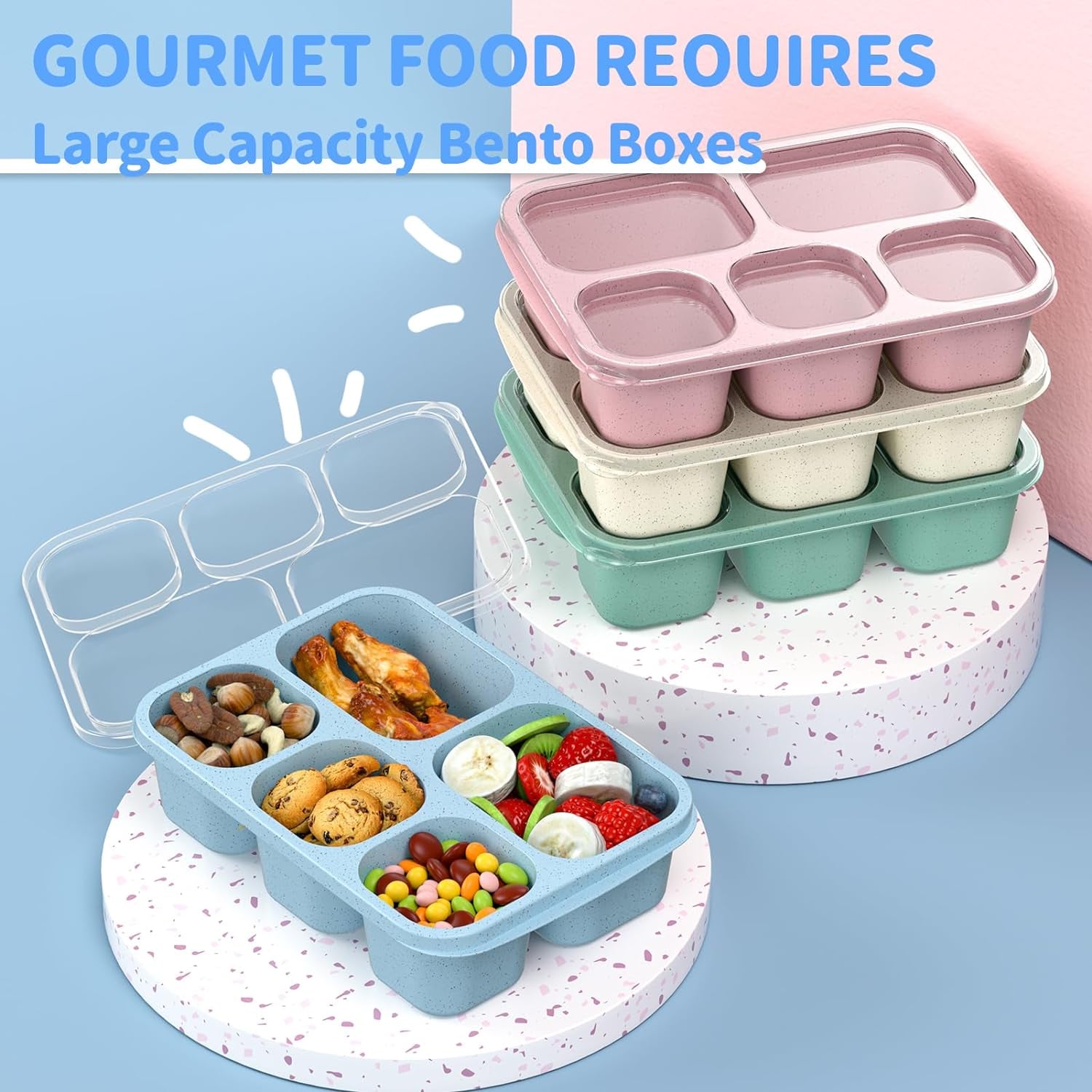 bento-box-adult-lunch-box-4-pack-5-compartment-meal-prep-container-for-kids-reusable-food-storage-snack-containers-stackable-for-school-work-and-travel-wheatgreen-blue-pink-beige