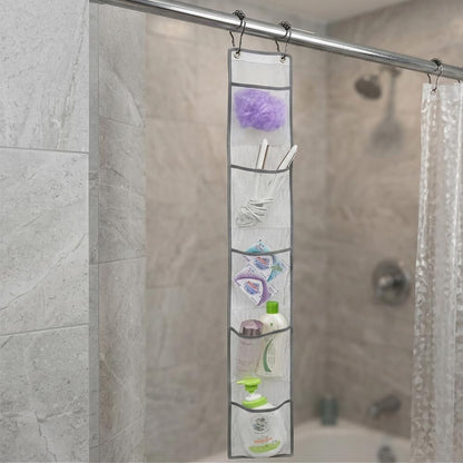 Hanging Storage Shower Caddy Organizer,Mesh Pockets for Bathroom,Closet,Pantry (Gray)6