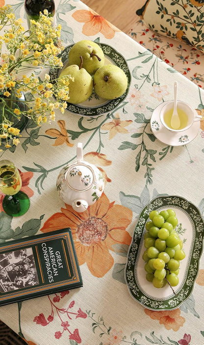 Designer French Linen Rectangular Tablecloth,79"X55"-Milch4