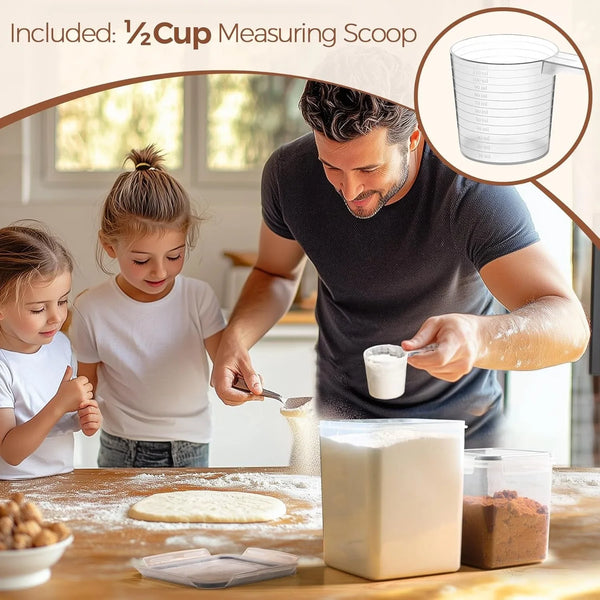 Airtight Flour and Sugar Container 2.6Qt & 5.5Qt 3Pack, Wide Mouth7