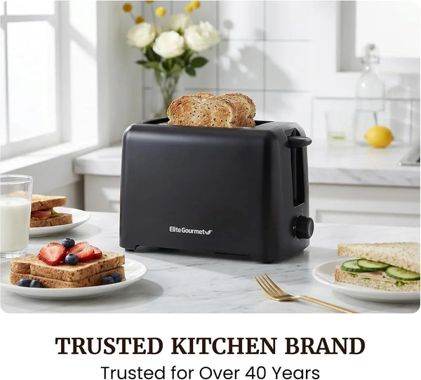 2-Slice Cool-Touch Toaster, Extra-Wide 1.25" Slots, Black | 6 Browning Levels, Fits Bagels & Thick Bread, Cancel Function, Compact & ETL Certified3