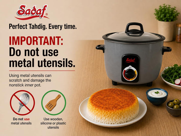 One-Touch Automatic Rice Cooker – Electric Persian Rice & Tahdig Cooker - Non-Stick Inner Pot & Auto Shut-Off - Easy to Use Rice Maker - Middle Eastern Cuisine - 4 Cups3
