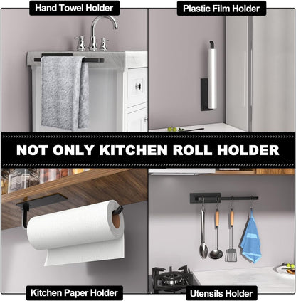 Paper Towel Holder under Cabinet, Self-Adhesive or Drilling, Matte Black4