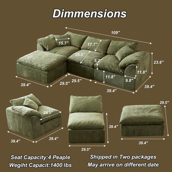Cloud Couch Sectional, Boneless Modular Sofa for Living Room3