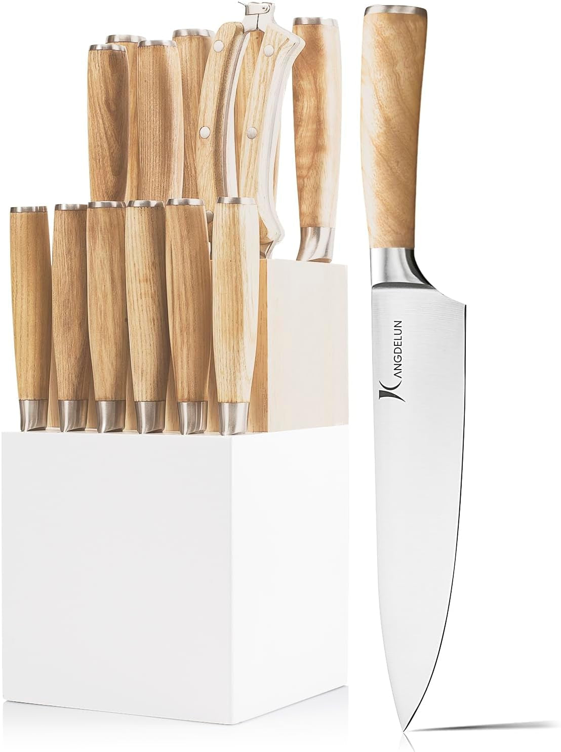 ultra-sharp-14-piece-kitchen-knife-set-high-carbon-stainless-steel-blades-torrefied-natural-wood-handles-ergonomic-design-space-saving-white-finished-wood-block-easy-hand-wash-gift-box