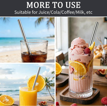 Metal Straw Replacement for Owala Freesip 24 Oz 32 Oz | Thickened Stainless Steel,18/8 Food Grade Material,Only for Owala Free Sip 24/32 Oz,4 Metal Straws and 2 Cleaning Brush6